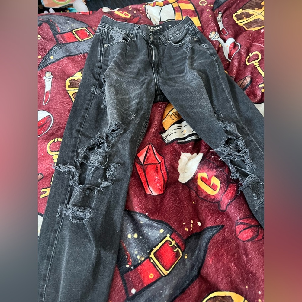 Distressed mom jeans